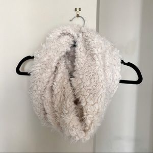 Fuzzy white infinity scarf